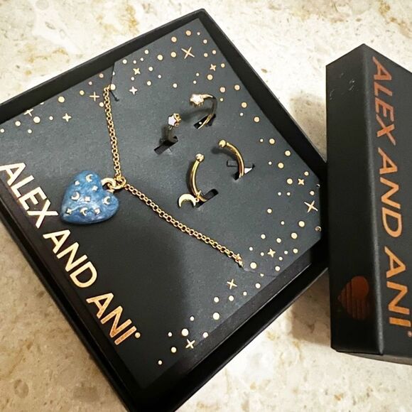 Alex and Ani Wish Upon a Star Necklace + Ring NWT Set in Shiny Gold NWT - Picture 5 of 8